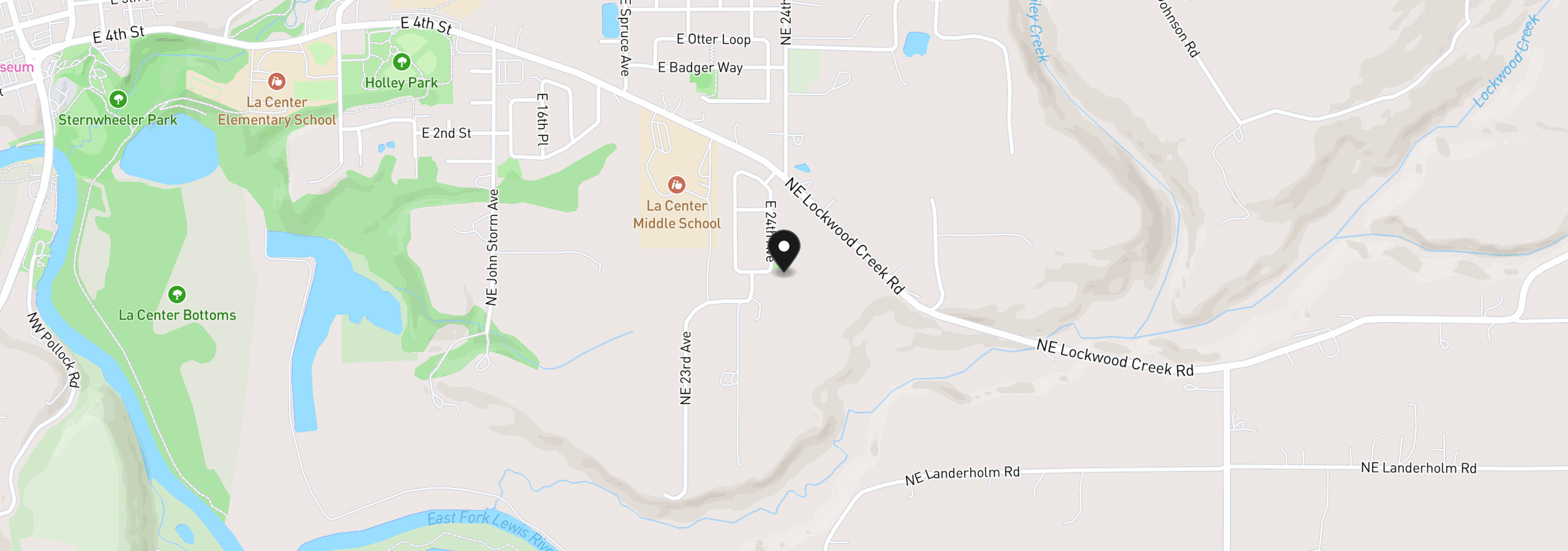 Map showing the location of 2405 E Foxtrot St, La Center, Wa 98629