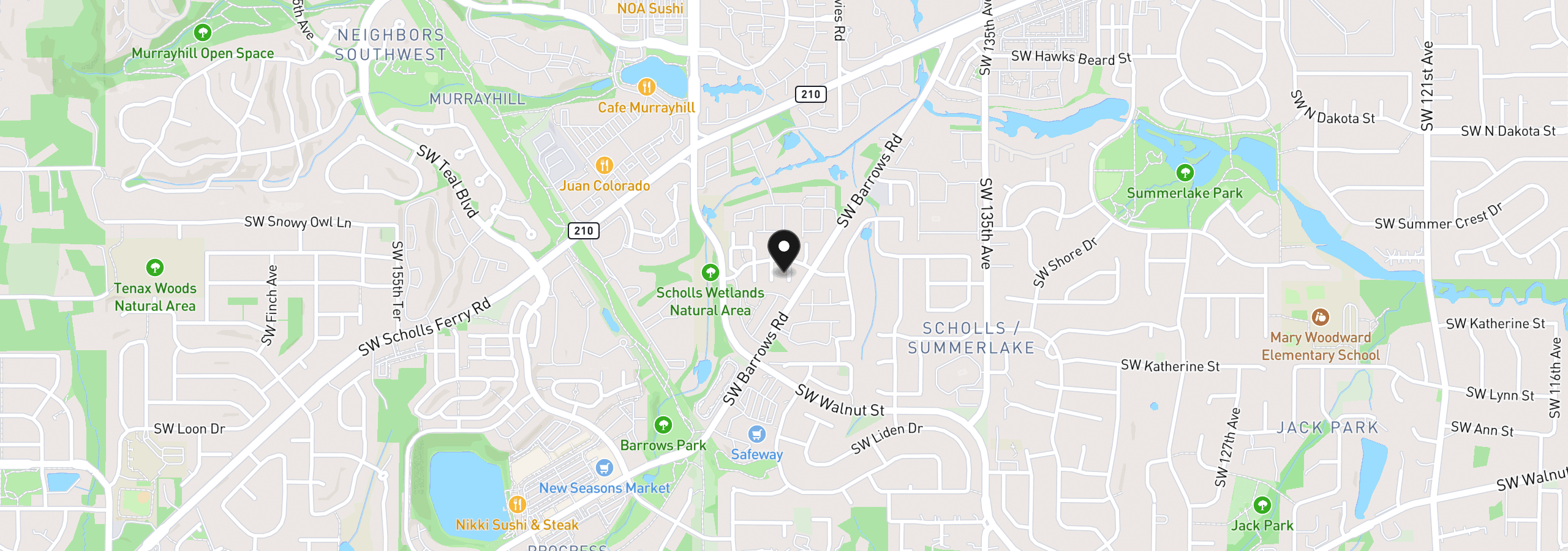 Map showing the location of 11755 SW Willet Ter, Beaverton, OR 97007