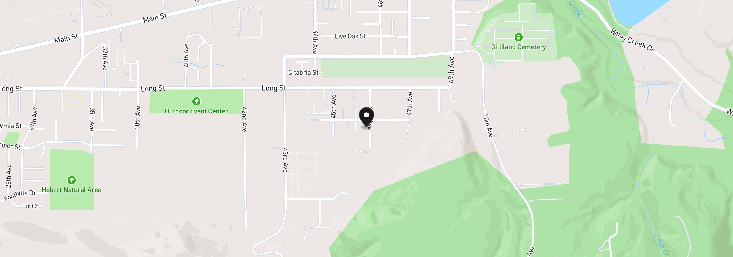 Map showing the location of 1140 46th Ave, Sweet Home, OR 97386