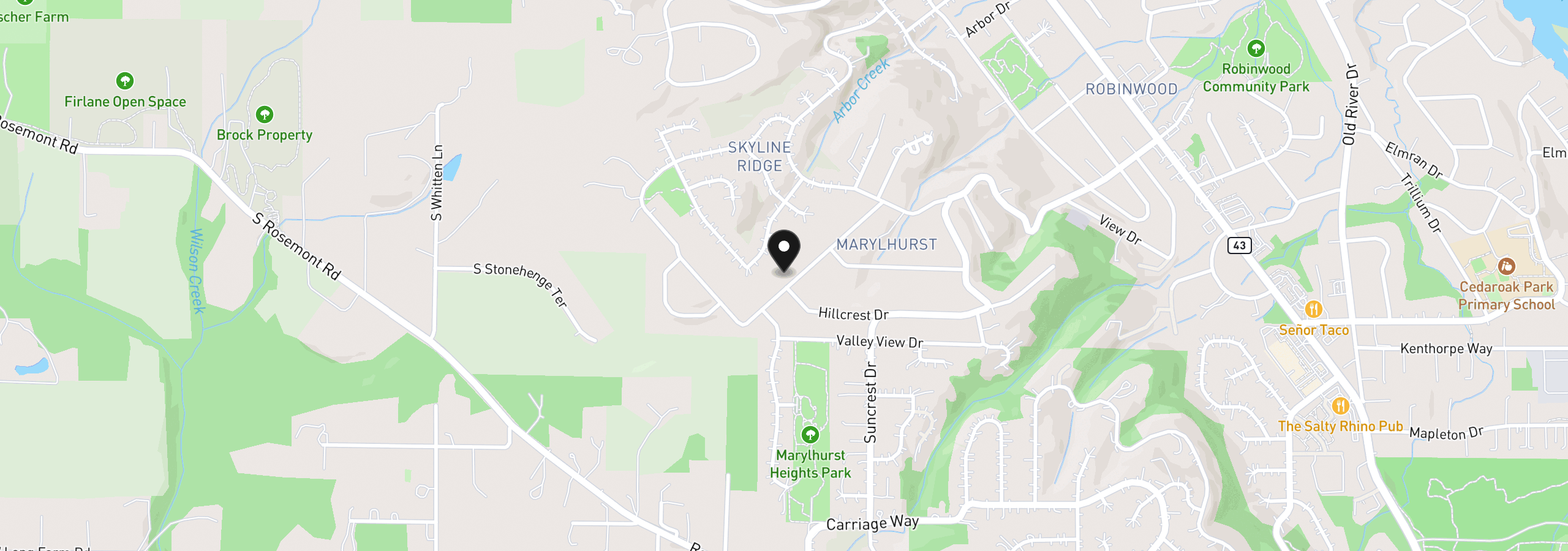 Map showing the location of 1105 Marylhurst Dr, West Linn, OR 97068