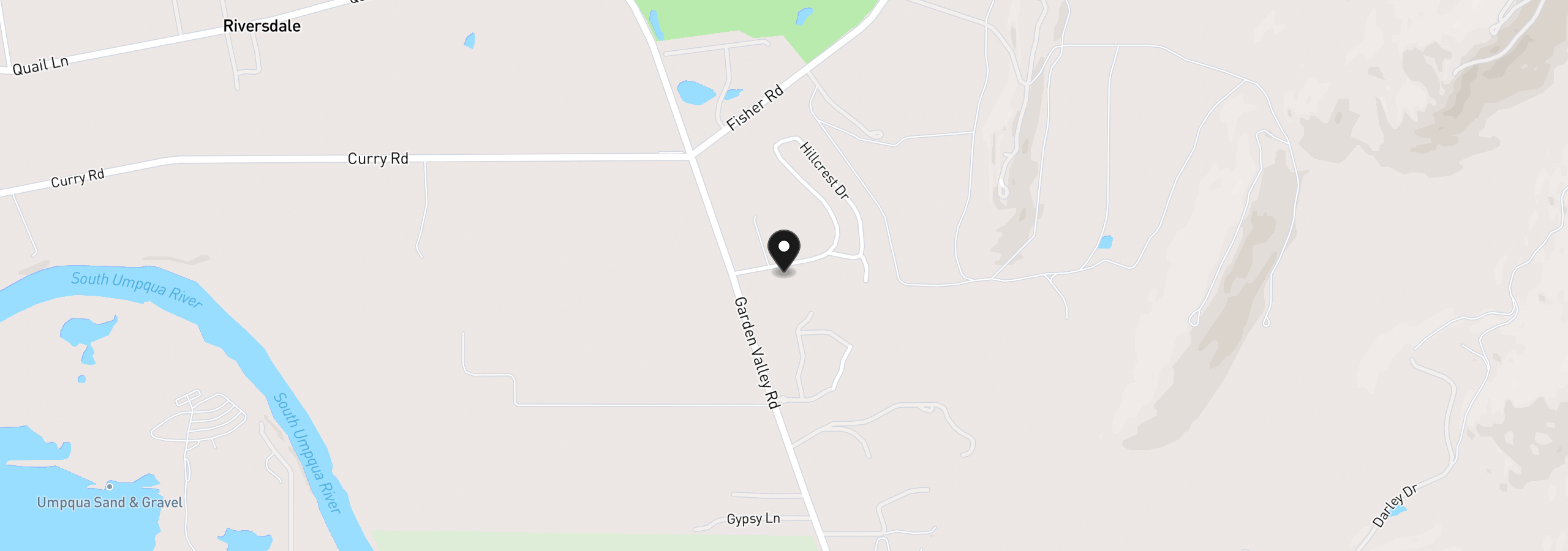 Map showing the location of 10 Ridgewood Dr, Roseburg, OR 97471
