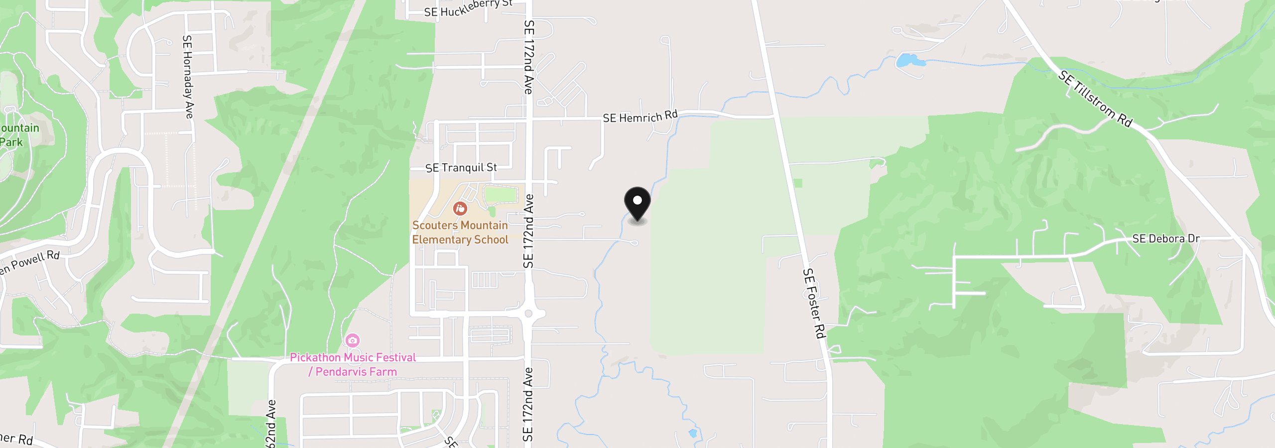 Map showing the location of 11062 SE 172nd Ave, Happy Valley, OR 97086