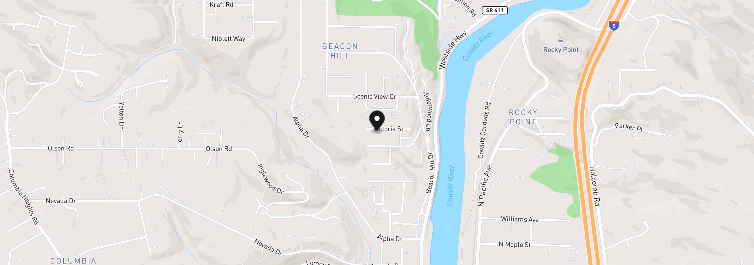 Map showing the location of 135 Victoria St, Longview, Wa 98632