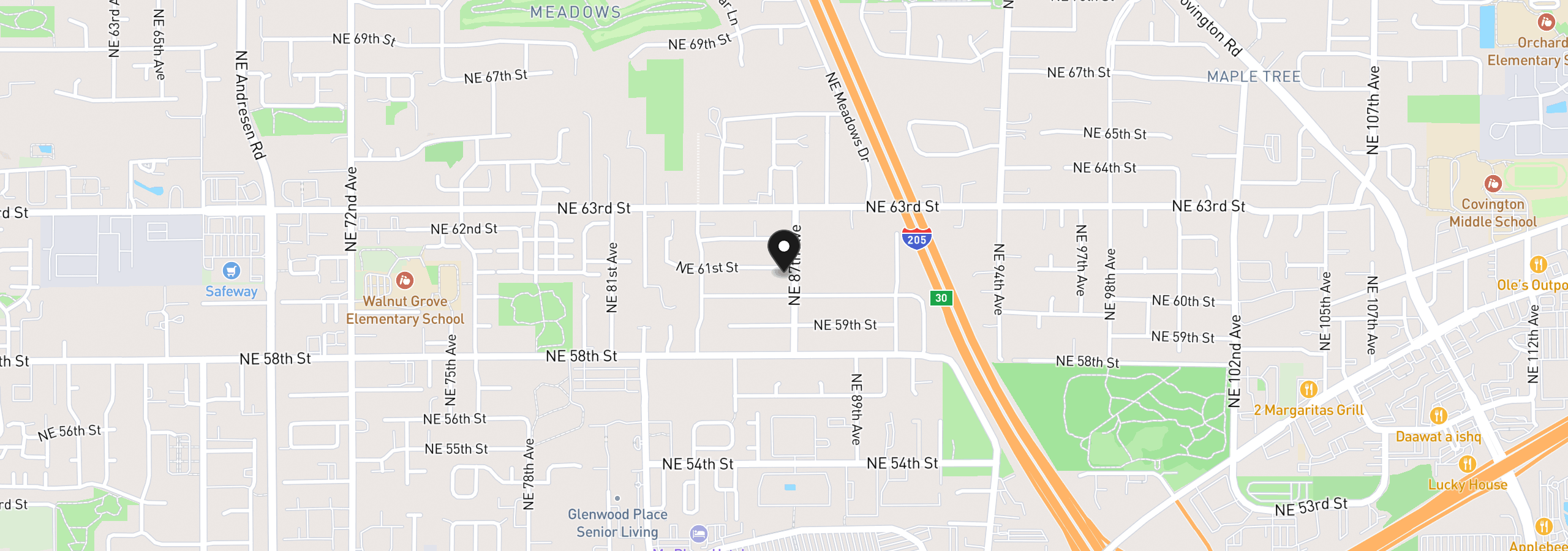 Map showing the location of 8615 NE 61st St, Vancouver, Wa 98662