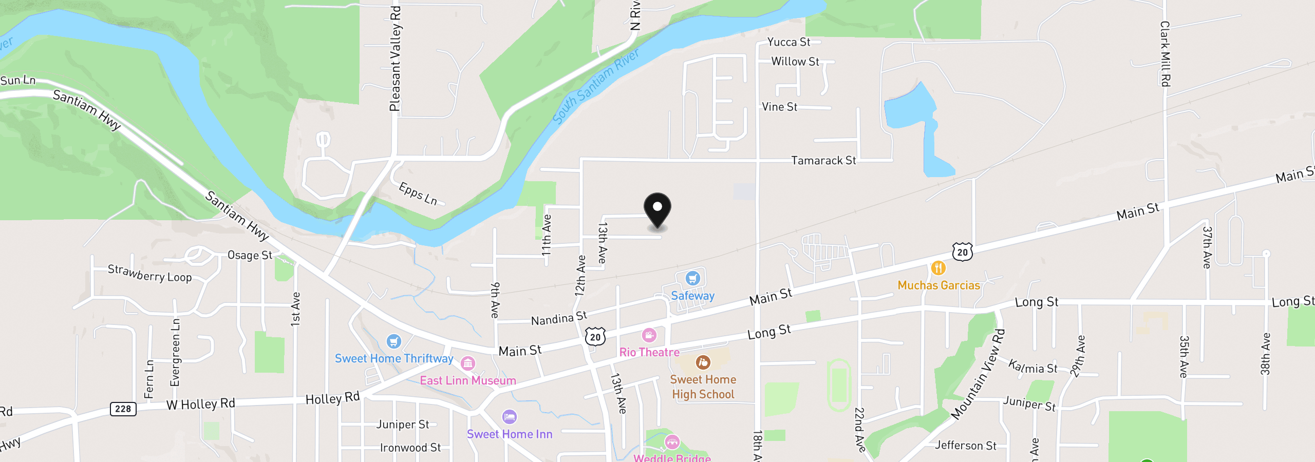 Map showing the location of 1398 Poplar St, Sweet Home, OR 97386