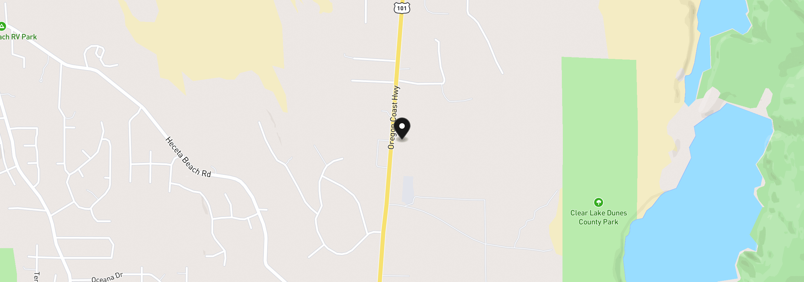 Map showing the location of Hwy 101 800, Florence, OR 97439