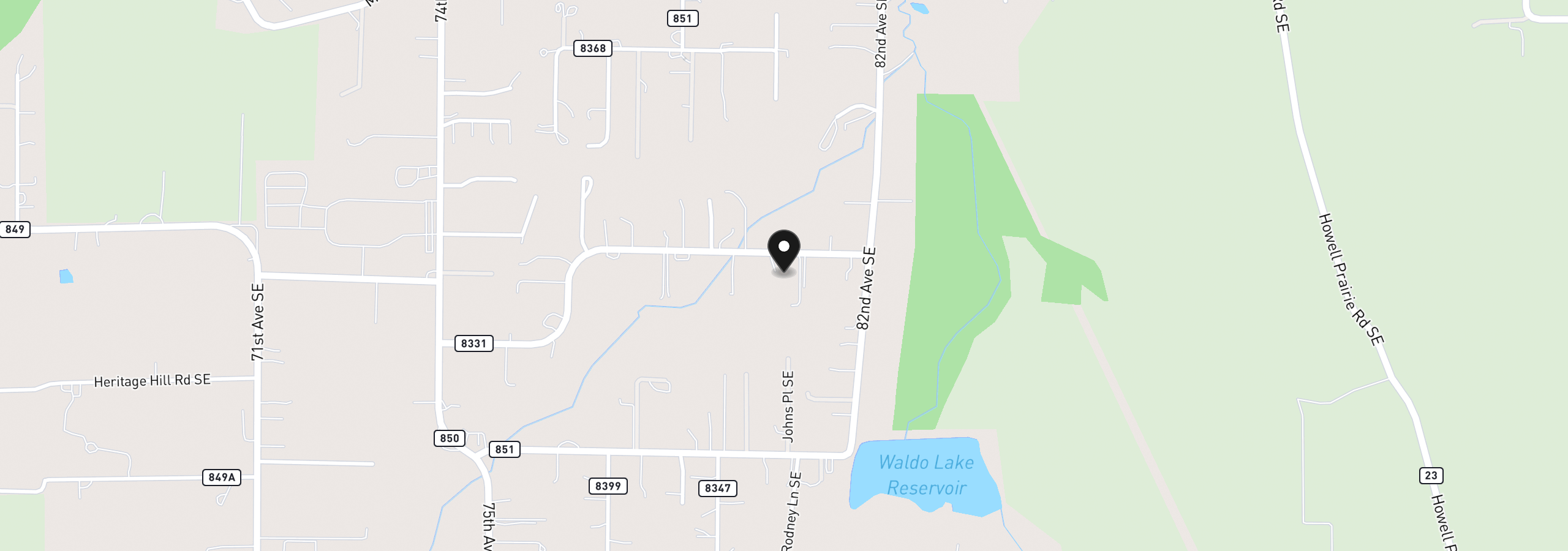 Map showing the location of 8022 Pudding Creek Dr SE, Salem, OR 97317