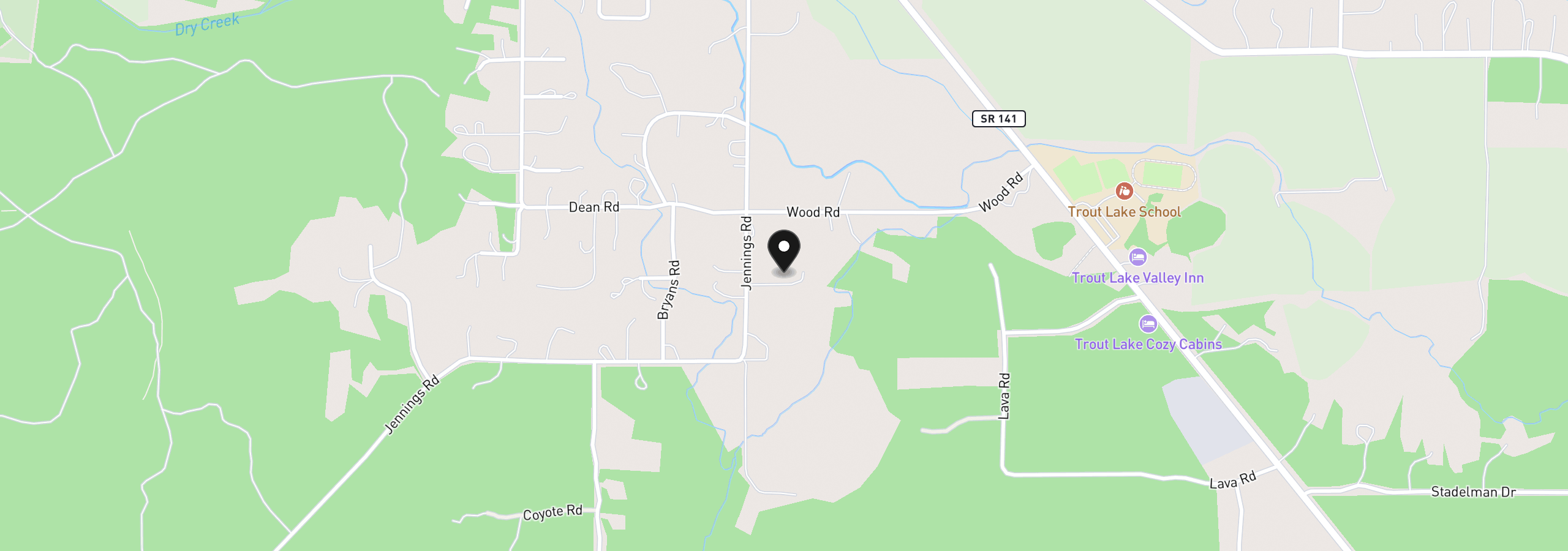 Map showing the location of 60 Jennings Rd, Trout Lake, Wa 98650