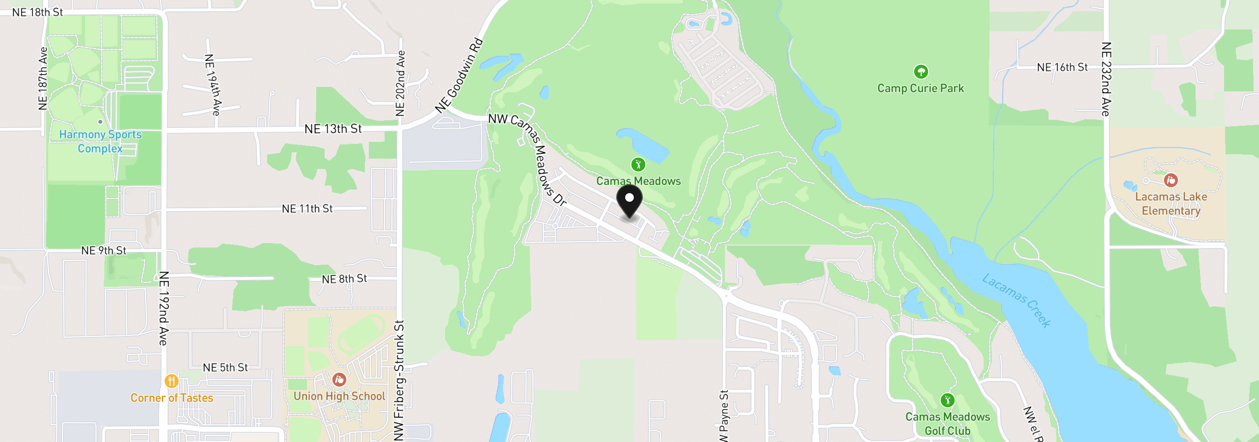 Map showing the location of 4638 NW 71st Ave, Camas, Wa 98607