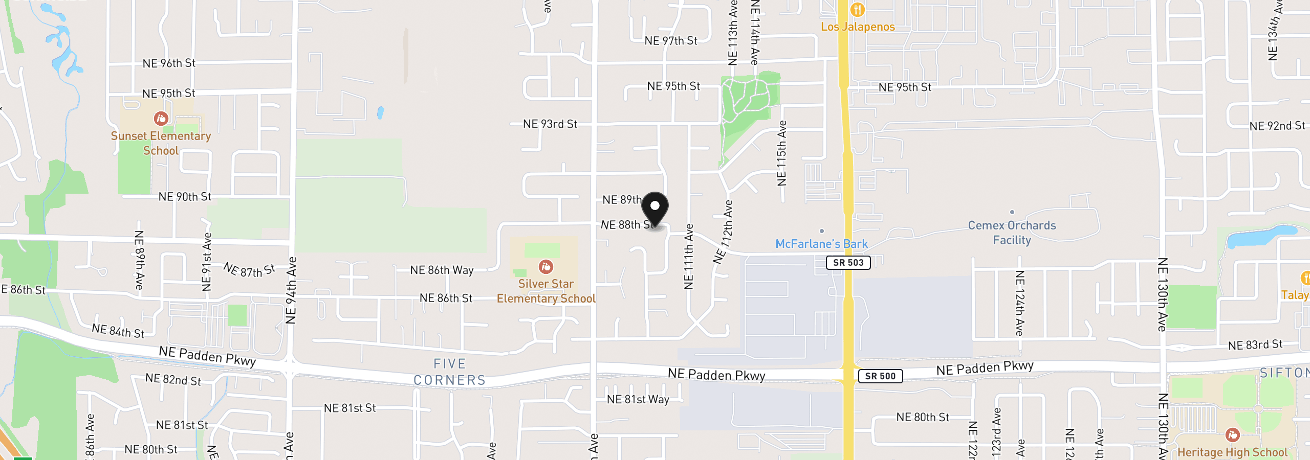 Map showing the location of 10907 NE 88th St, Vancouver, Wa 98662