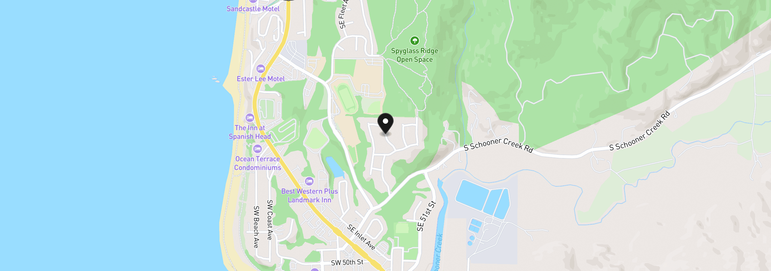 Map showing the location of 6100 SE Jetty Ave, Lincoln City, OR 97367