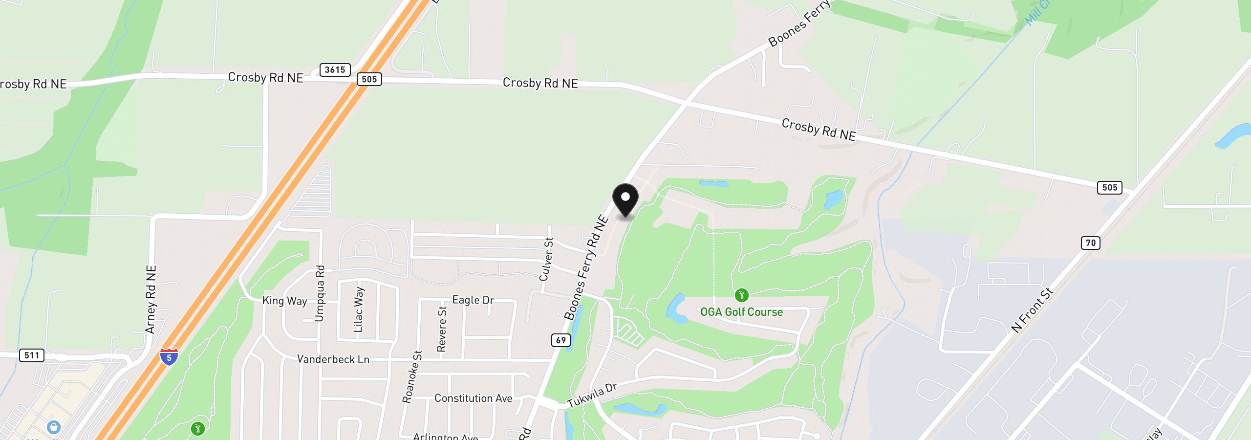 Map showing the location of 3202 Nightingale Dr, Woodburn, OR 97071