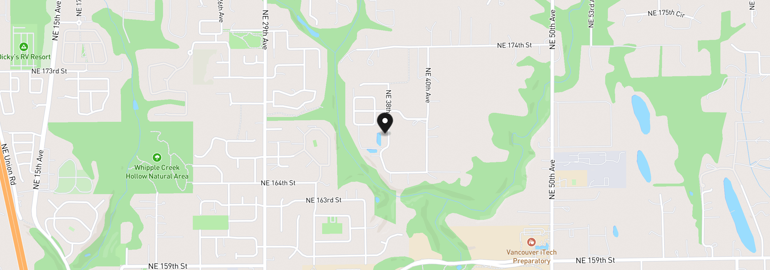 Map showing the location of 16712 NE 38th Ave, Vancouver, Wa 98686