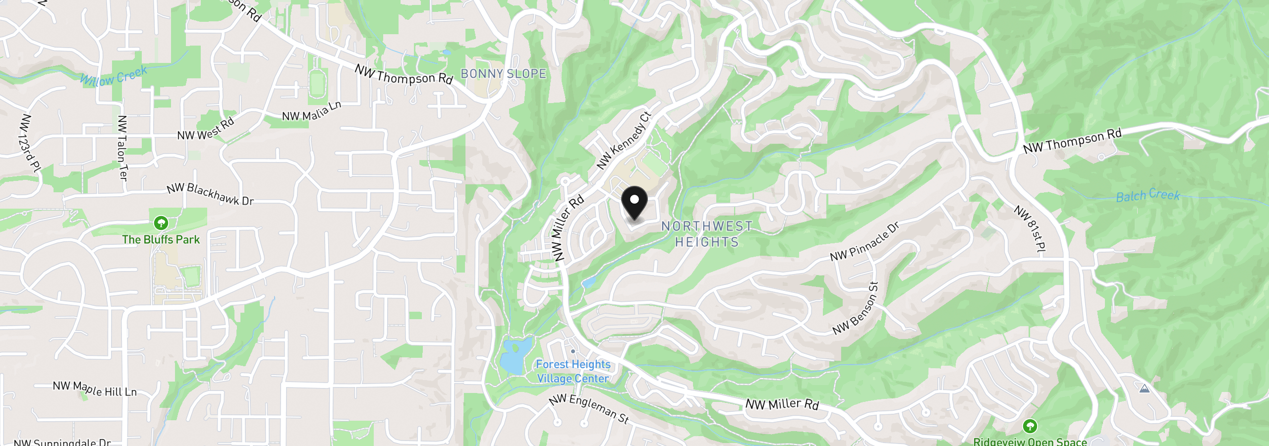 Map showing the location of 2526 NW Marsden Pl, Portland, OR 97229