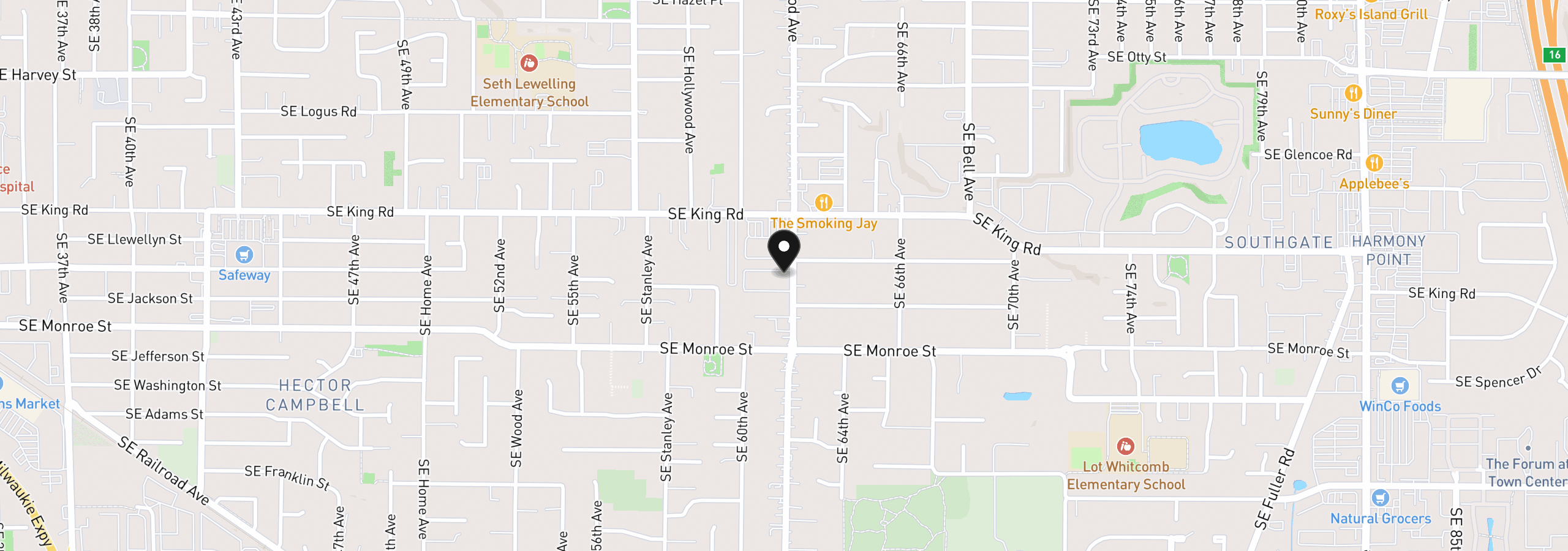 Map showing the location of 10515 SE Linwood Ave, Milwaukie, OR 97222