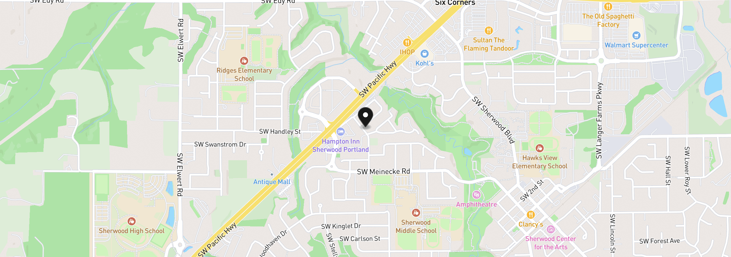 Map showing the location of 17197 SW Smith Ave 58, Sherwood, OR 97140