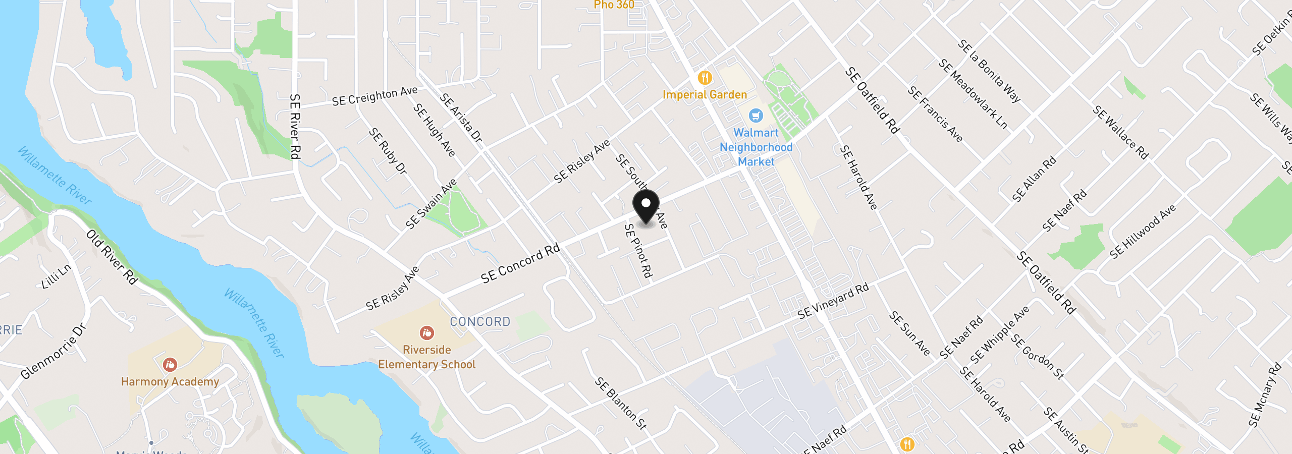 Map showing the location of 3112 SE Merlot Rd, Milwaukie, OR 97267