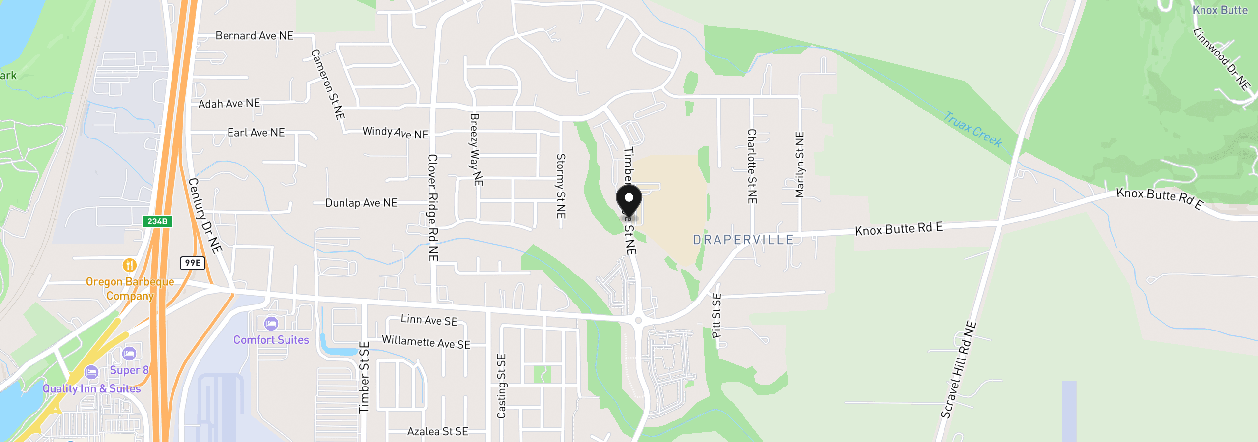 Map showing the location of Timber Ridge St, Albany, OR 97322