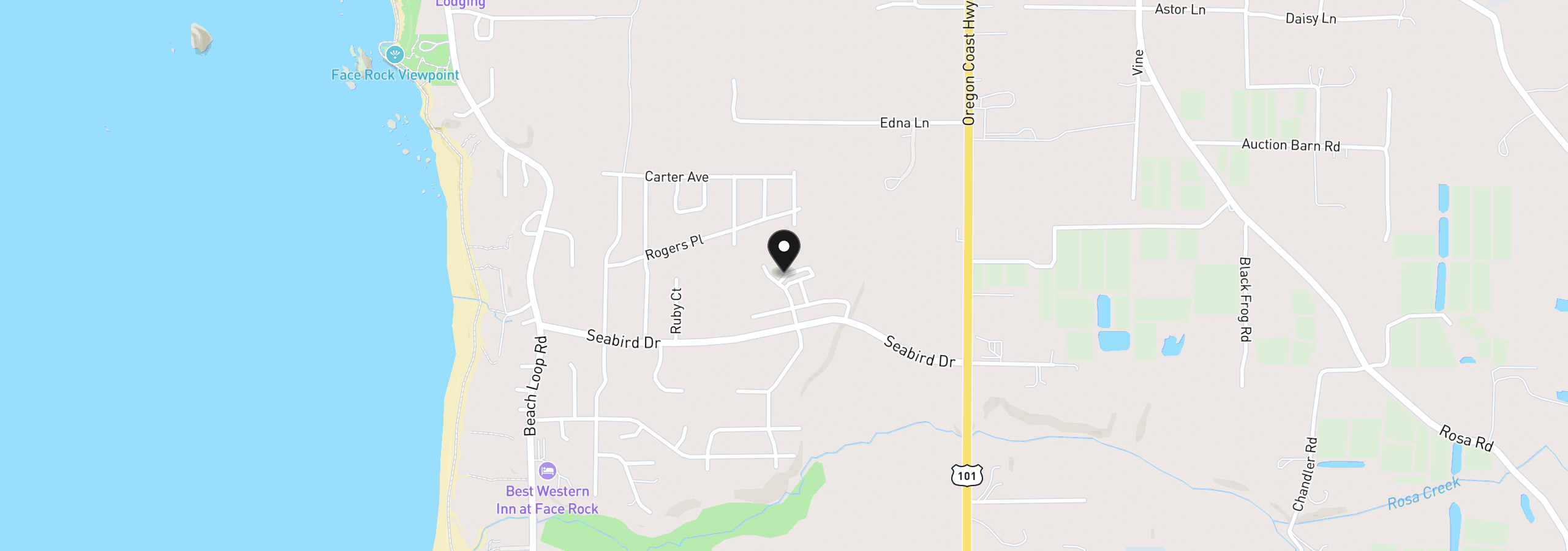 Map showing the location of Shearwater Cir 2, Bandon, OR 97411