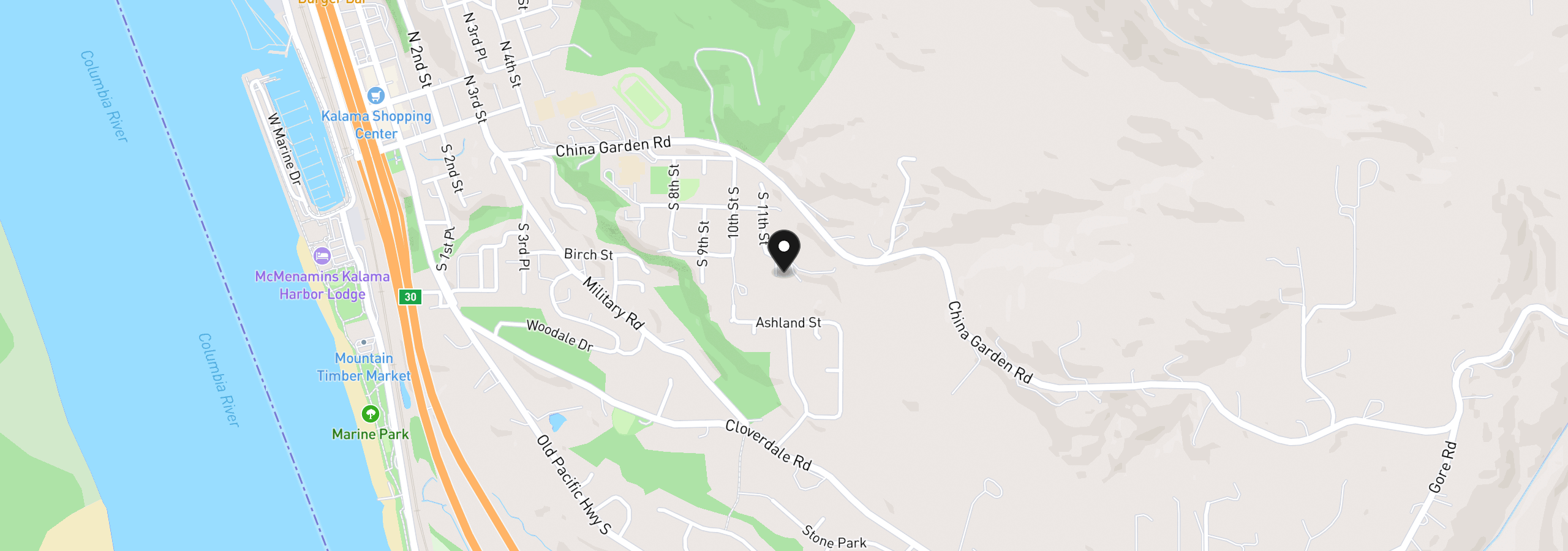 Map showing the location of 1173 Birch St, Kalama, Wa 98625