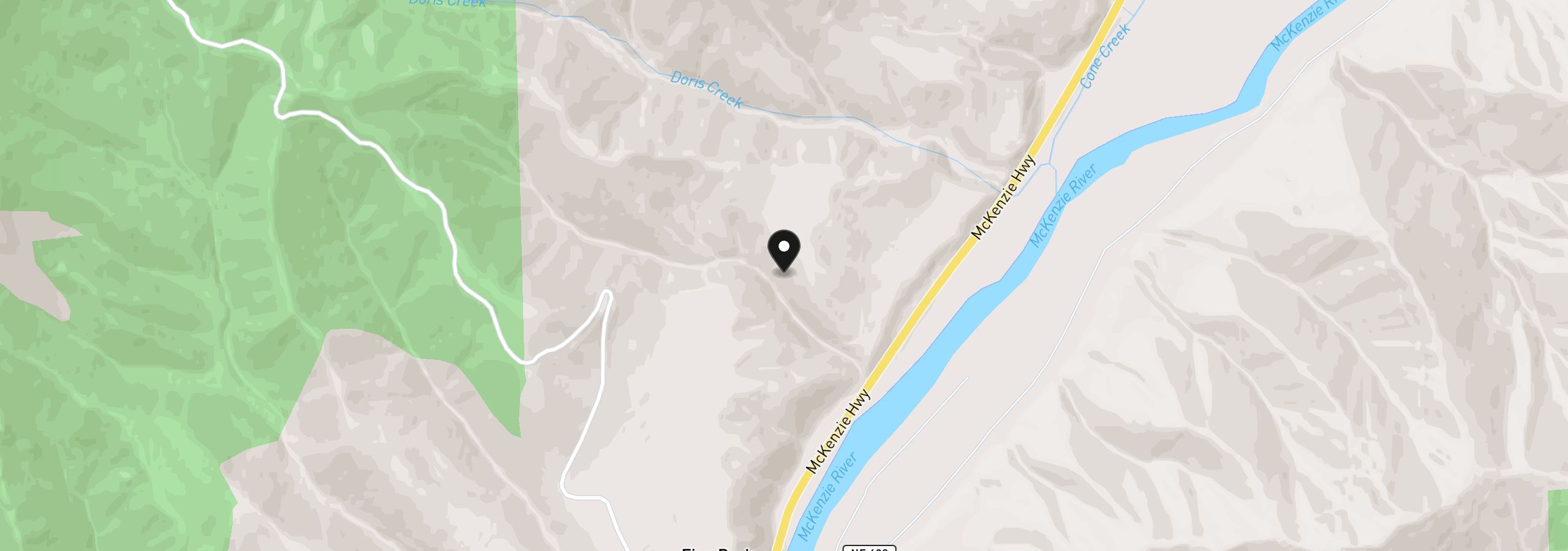 Map showing the location of Highway 126, Marcola, OR 97454
