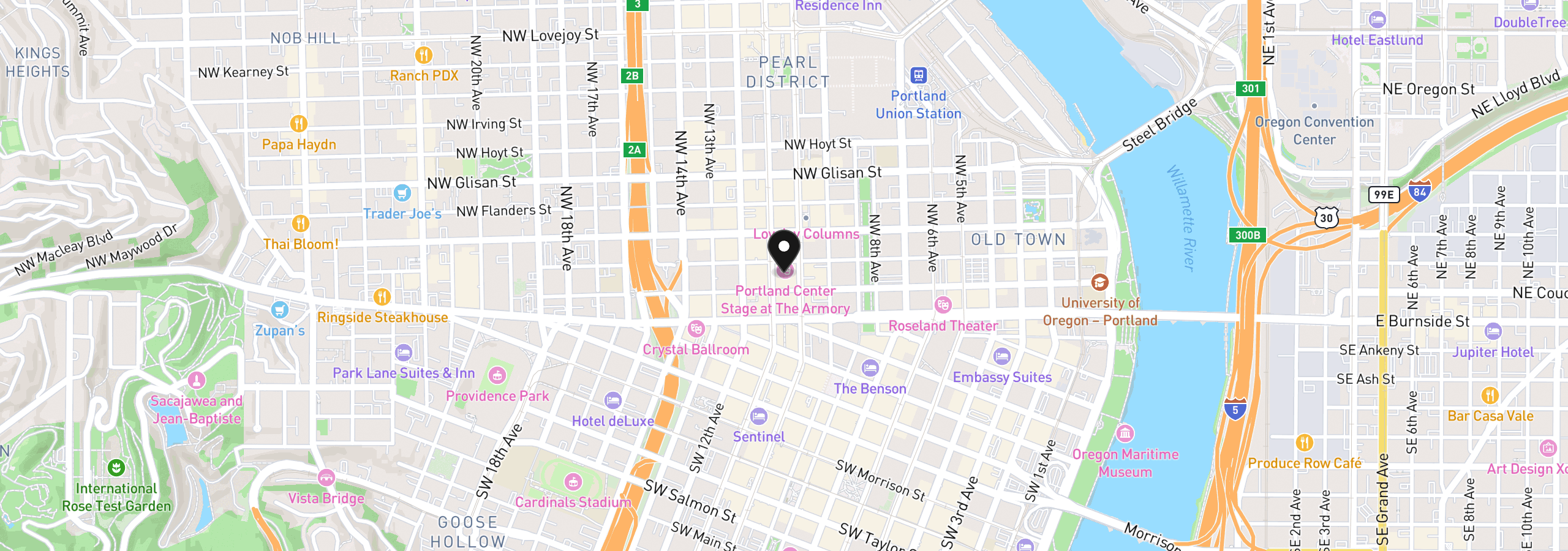 Map showing the location of 1025 NW Couch St 613, Portland, OR 97209