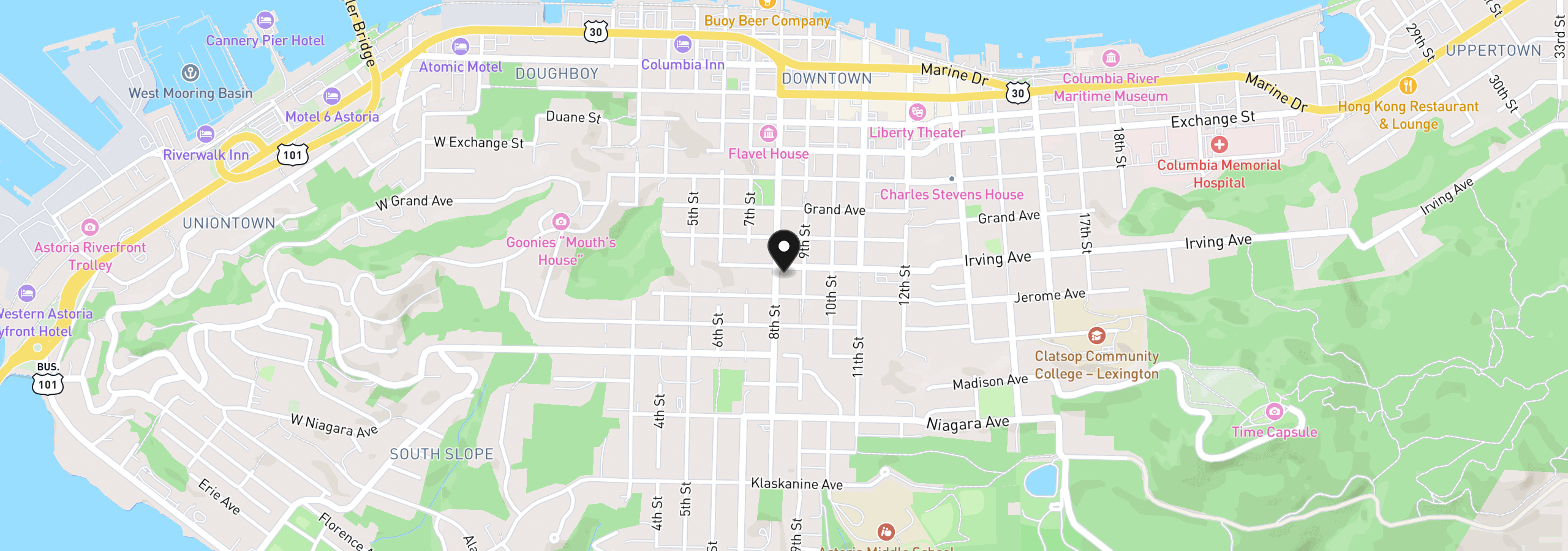 Map showing the location of 0 8th St 1900, Astoria, OR 97103