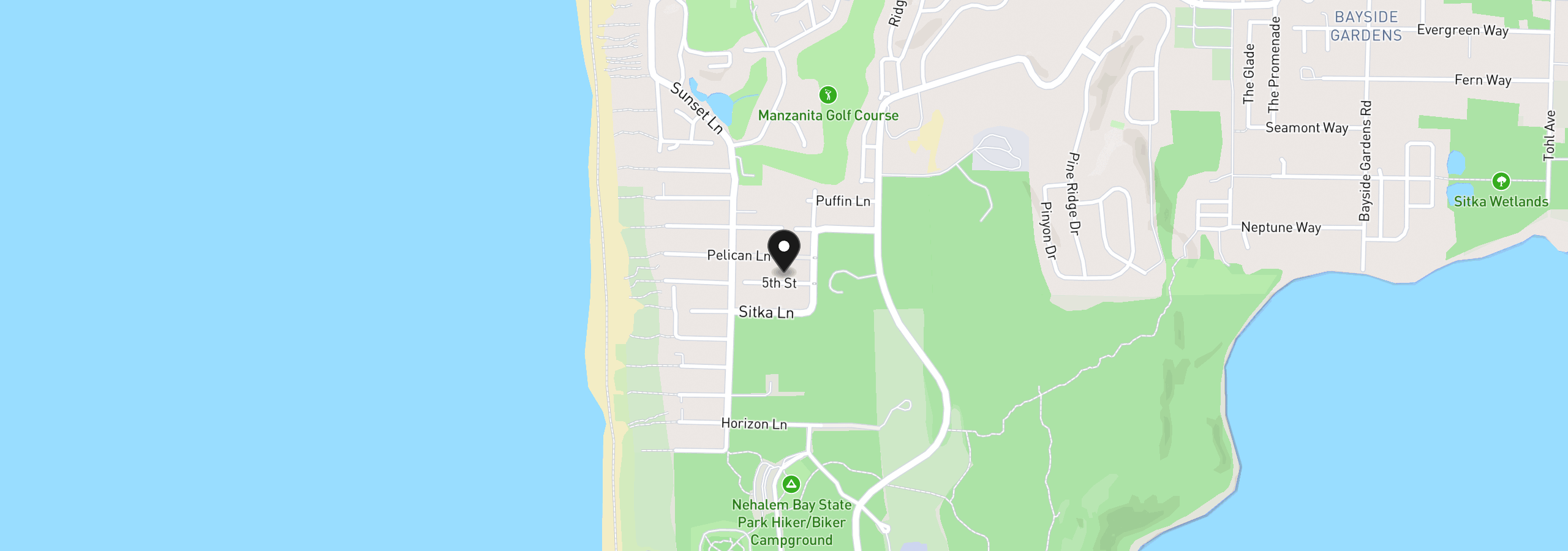 Map showing the location of 9180 Windward Ln, Manzanita, OR 97130