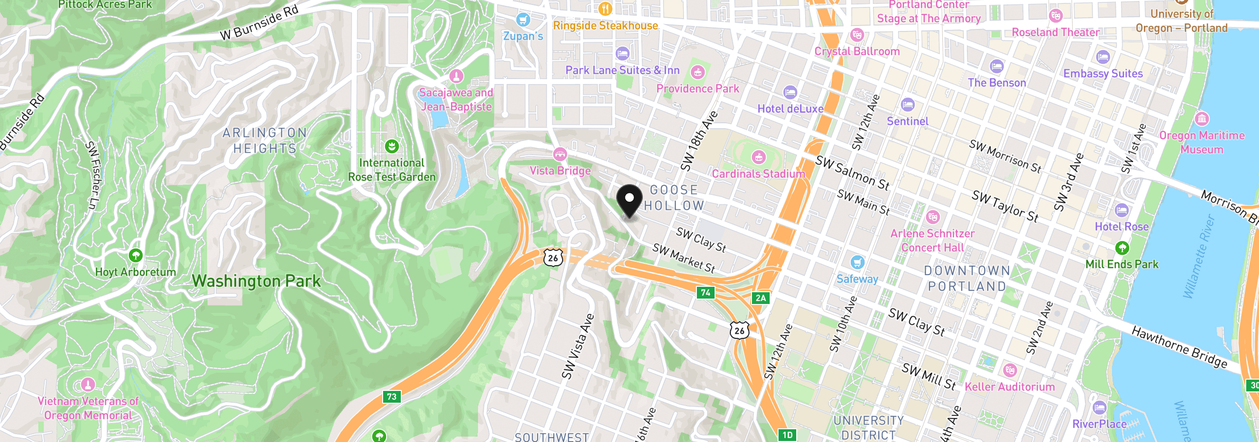 Map showing the location of 1941 SW Market Street Dr, Portland, OR 97201