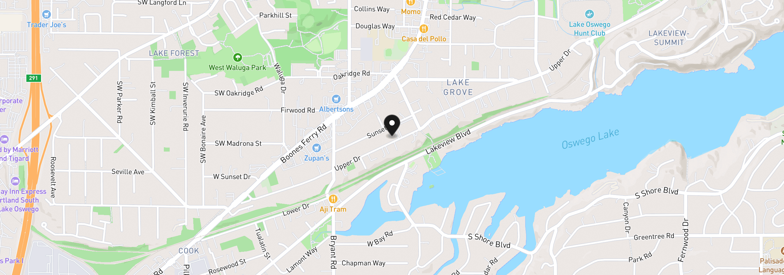 Map showing the location of 4105 Upper Dr, Lake Oswego, OR 97035