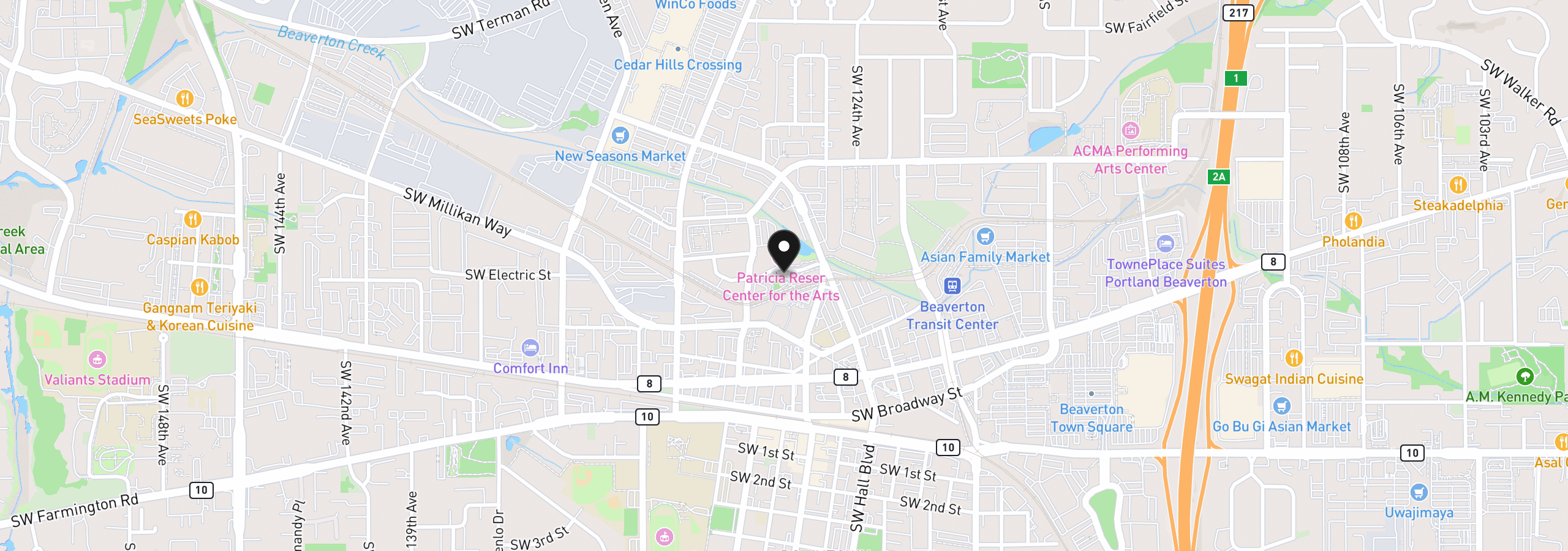 Map showing the location of 12600 SW Crescent St 420, Beaverton, OR 97005