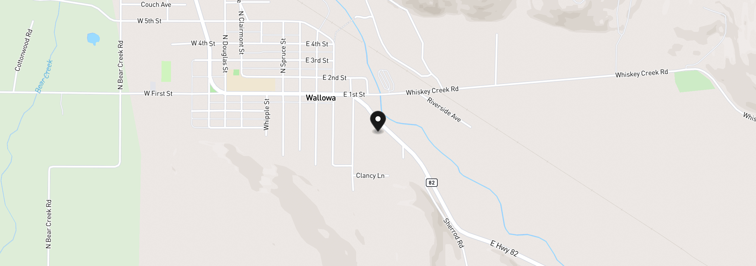 Map showing the location of 504 E Highway 82, Wallowa, OR 97885