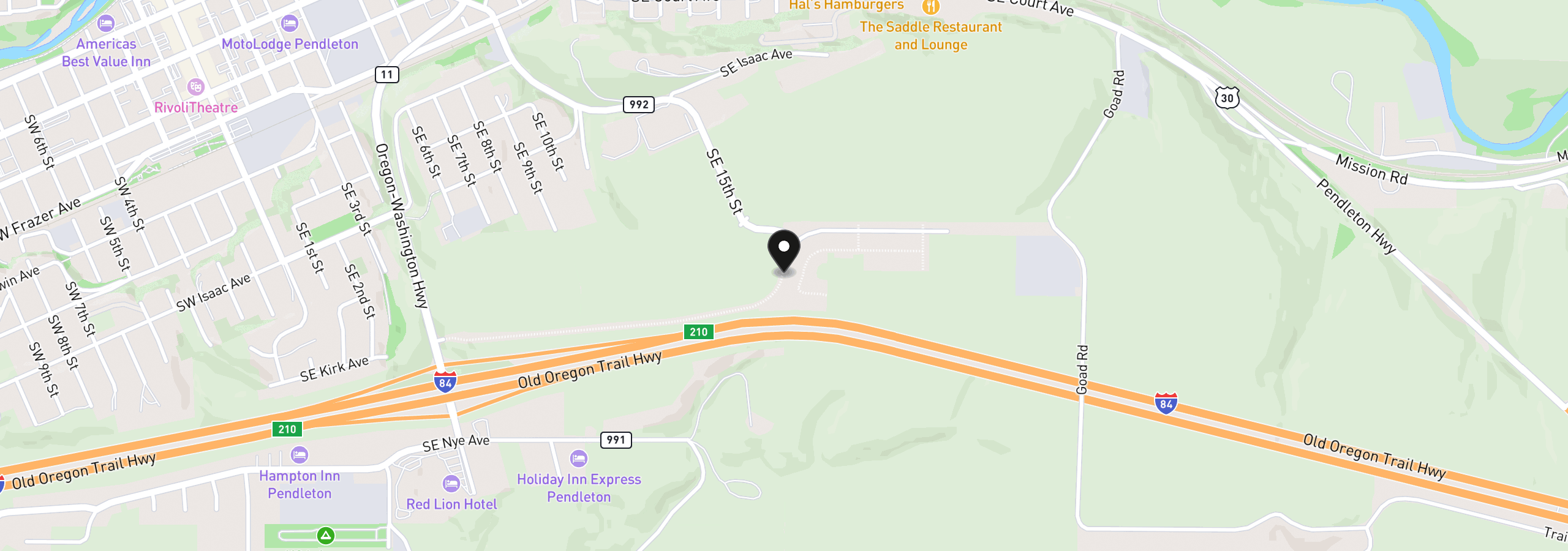 Map showing the location of 1286 SE 16th, Pendleton, OR 97801