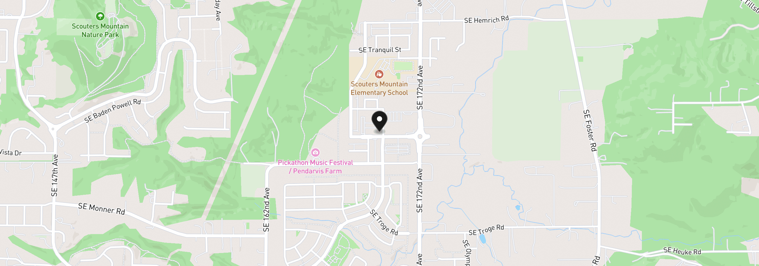 Map showing the location of 11059 SE Trillium Creek Ave Lt 608, Happy Valley, OR 97086