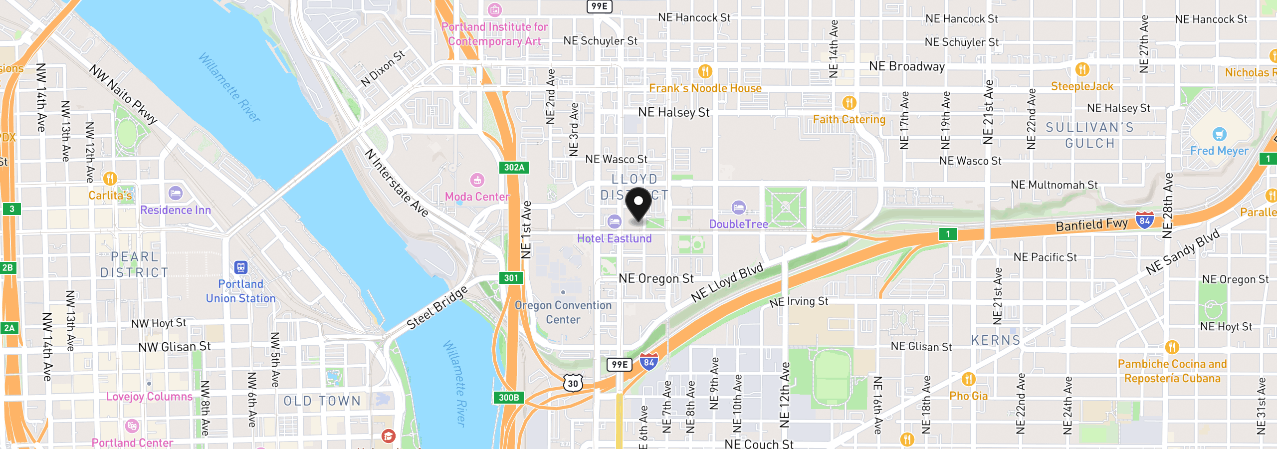 Map showing the location of 533 NE Holladay St 502, Portland, OR 97232