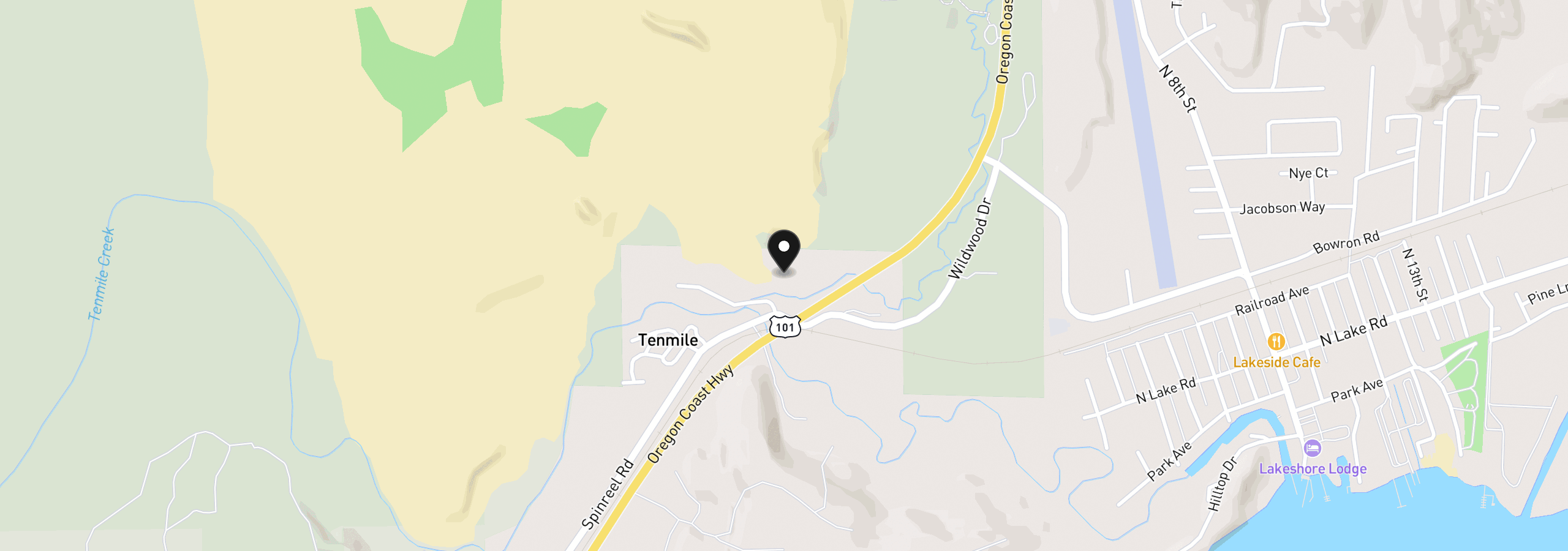 Map showing the location of 0 Sherry Barbie, Lakeside, OR 97449