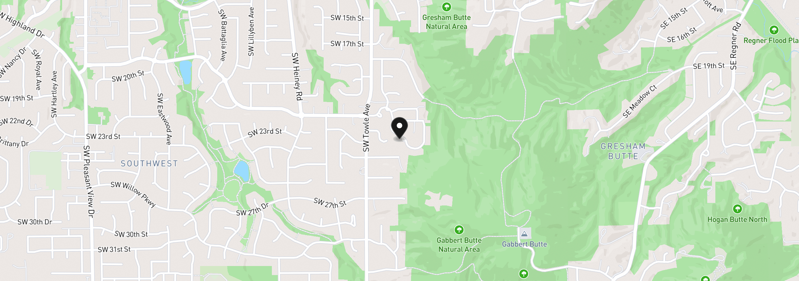 Map showing the location of 1352 SW Binford Lake Pkwy, Gresham, OR 97080