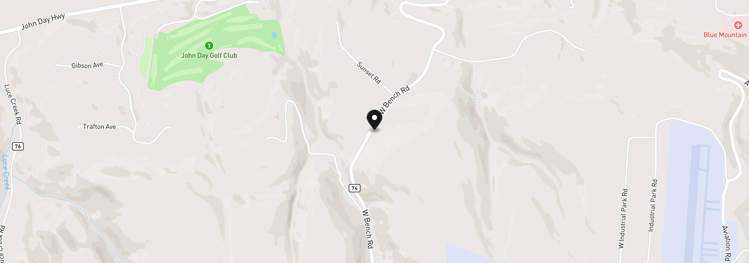 Map showing the location of 92694 Hidden Hills Ln, John Day, OR 97845