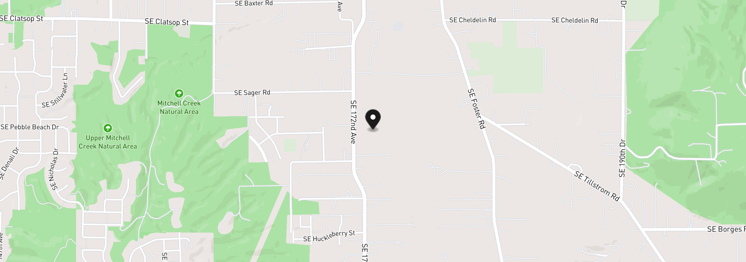 Map showing the location of SE 172nd Ave, Happy Valley, OR 97086