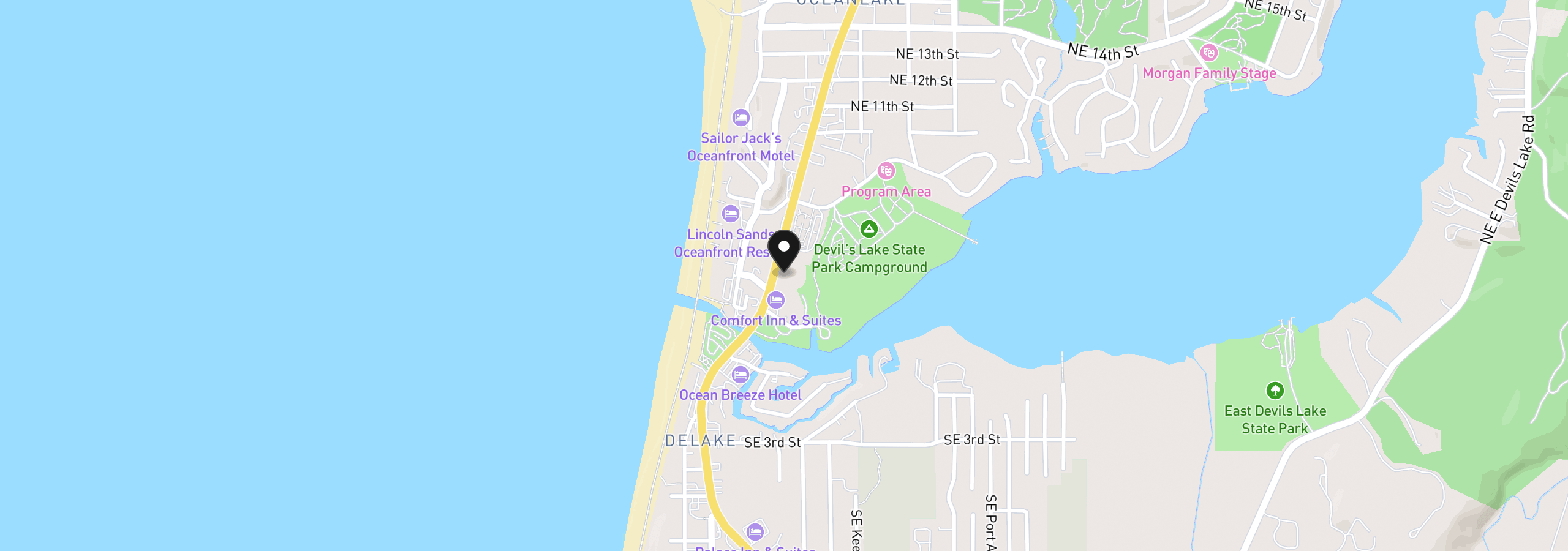 Map showing the location of 296 NW Highway 101, Lincoln City, OR 97367