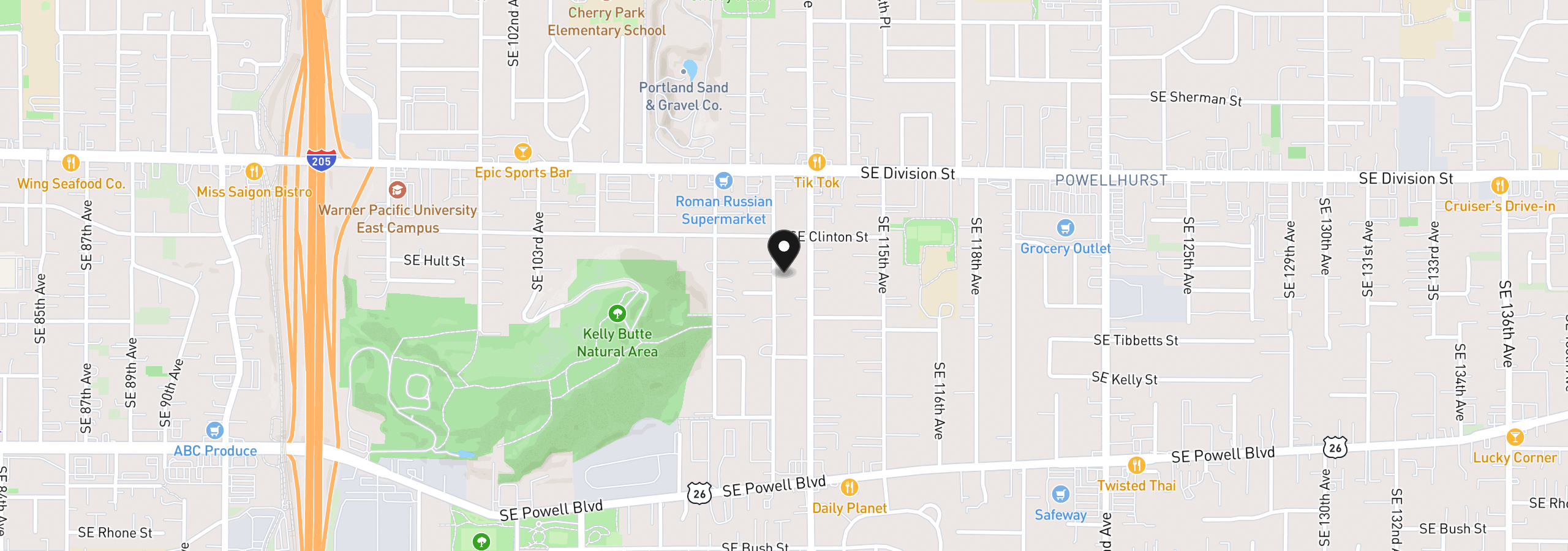 Map showing the location of 2824 SE 111th Ave, Portland, OR 97266
