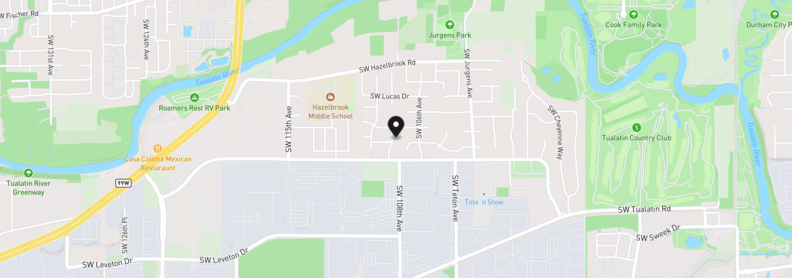 Map showing the location of 17940 SW 109th Ave, Tualatin, OR 97062