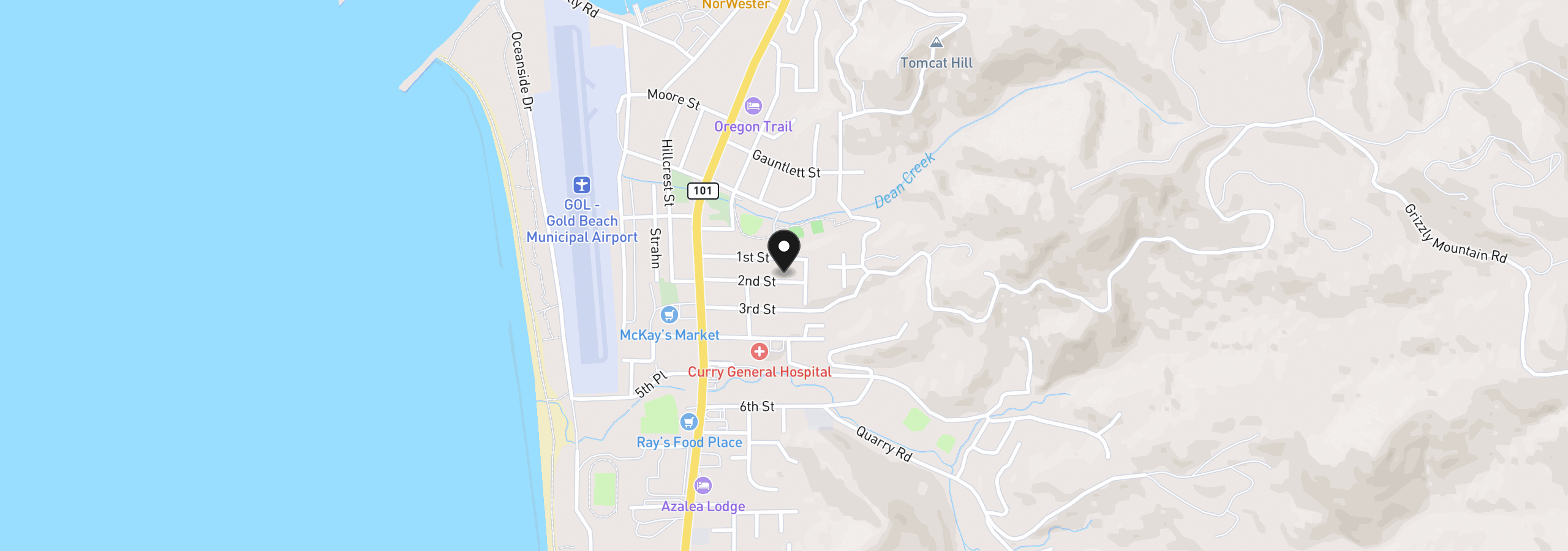 Map showing the location of 94251 2nd St, Gold Beach, OR 97444