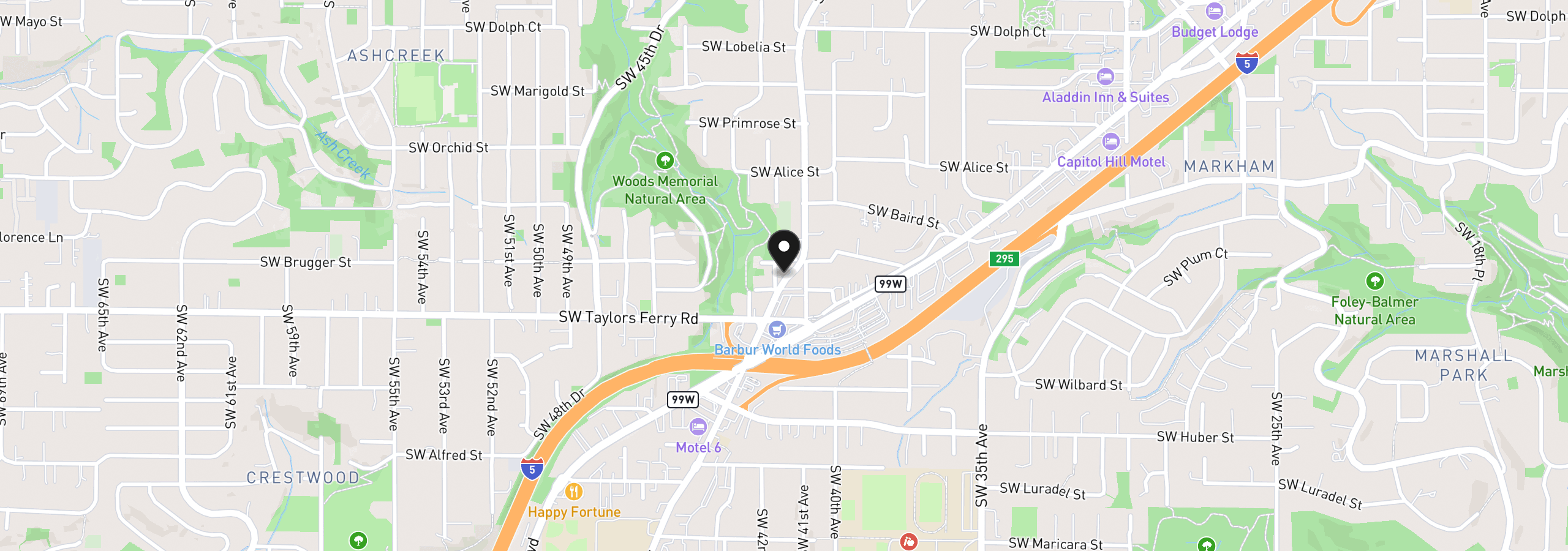 Map showing the location of 9647 SW Capitol Hwy, Portland, OR 97219