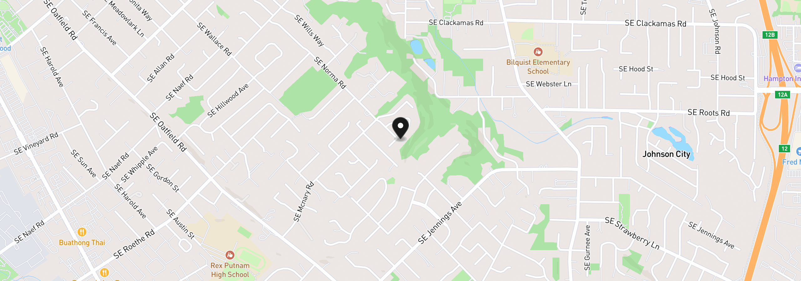 Map showing the location of 6499 SE Norma Cir, Milwaukie, OR 97267
