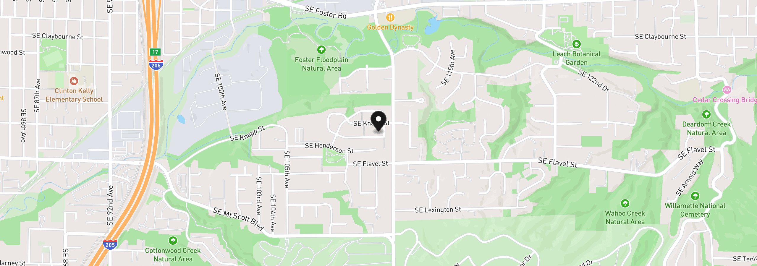 Map showing the location of 11041 SE Henderson Dr, Portland, OR 97266