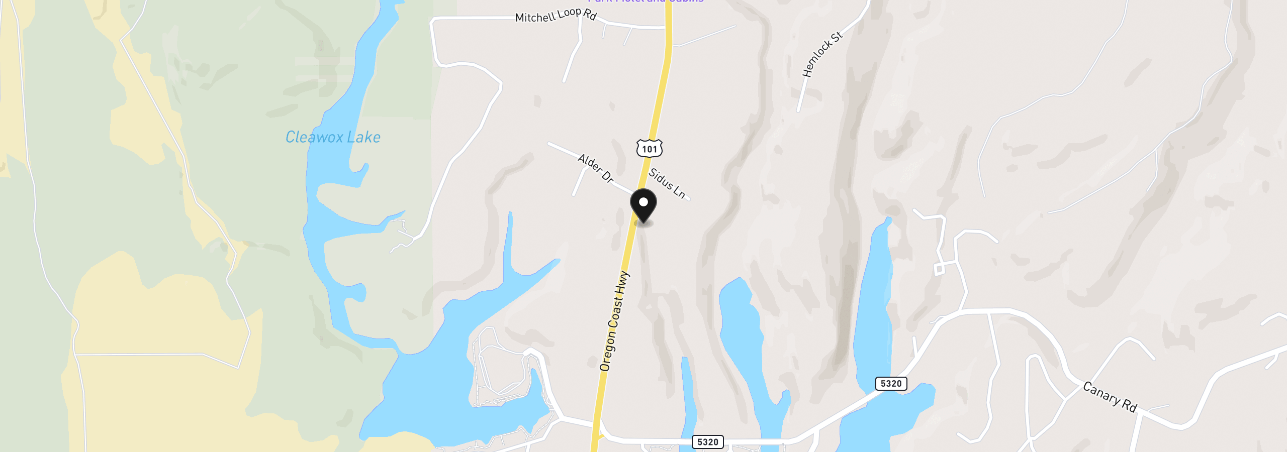 Map showing the location of 84755 Highway 101, Florence, OR 97439