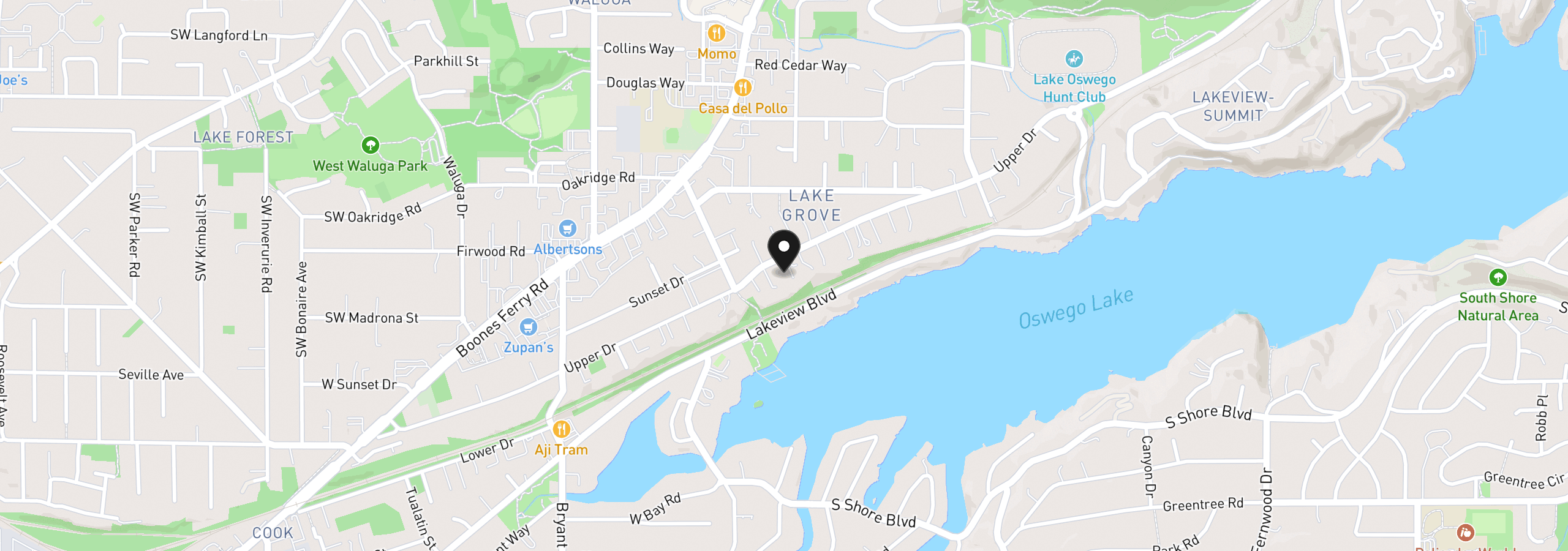 Map showing the location of 3750 Upper Dr, Lake Oswego, OR 97035