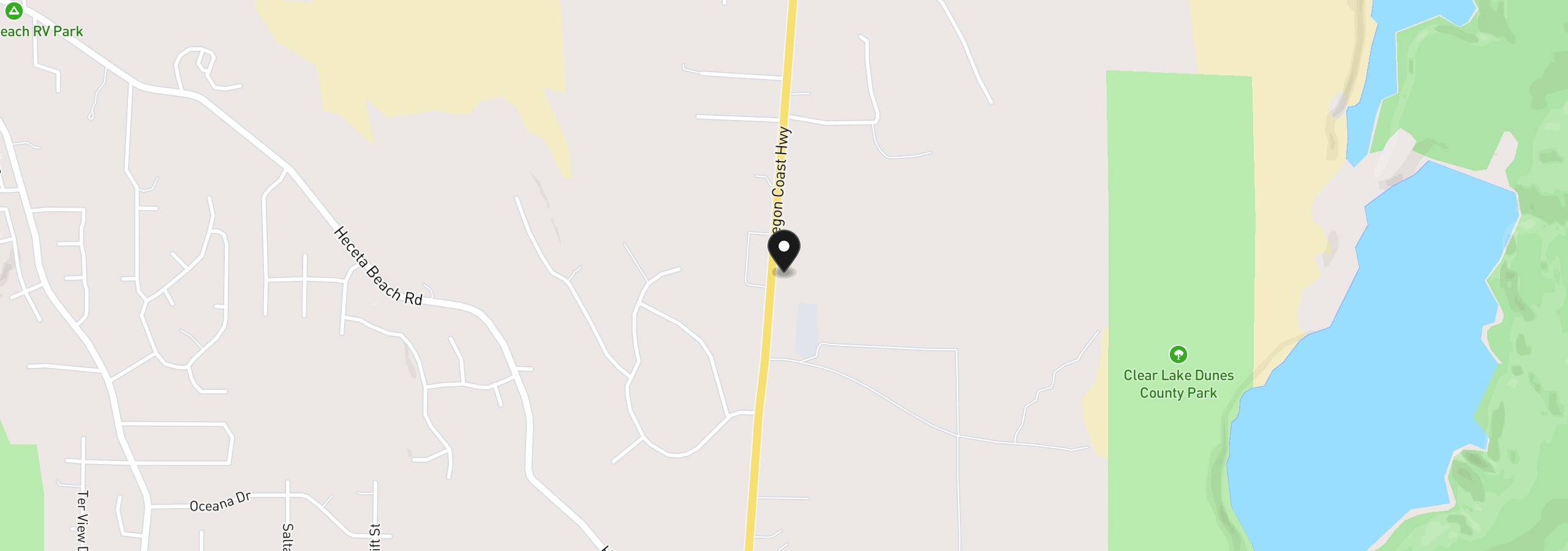 Map showing the location of 88029 Highway 101, Florence, OR 97439