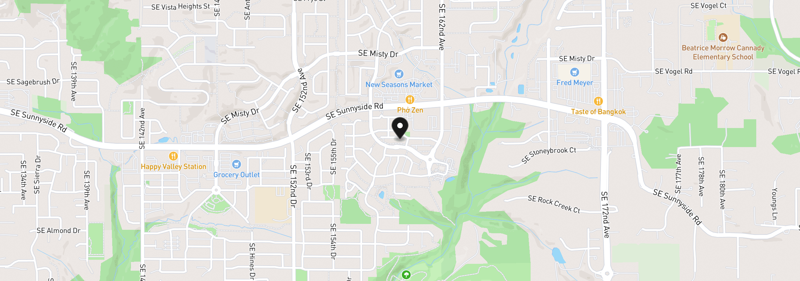 Map showing the location of 15920 SE Starling Ct, Clackamas, OR 97015